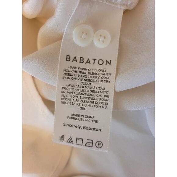 Babaton Womens XS Academy Silk Blouse Button Up Minimalist Sleek Office Classic - Picture 14 of 16